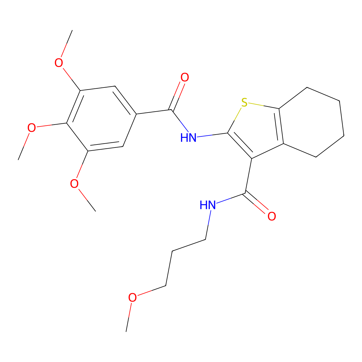 N-(3-methoxypropyl)-2-[(3,4,5-trimethoxybenzoyl)amino]-4,5,6,7-tetrahydro-1-benzothiophene-3-carboxamide molecular structure, CAS 434308-43-7