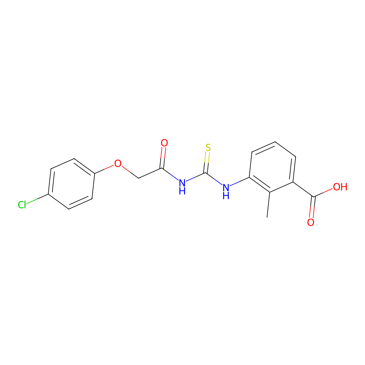 3-({[(4-Chlorophenoxy)acetyl]carbamothioyl}amino)-2-methylbenzoic acid molecular structure, CAS 434308-44-8