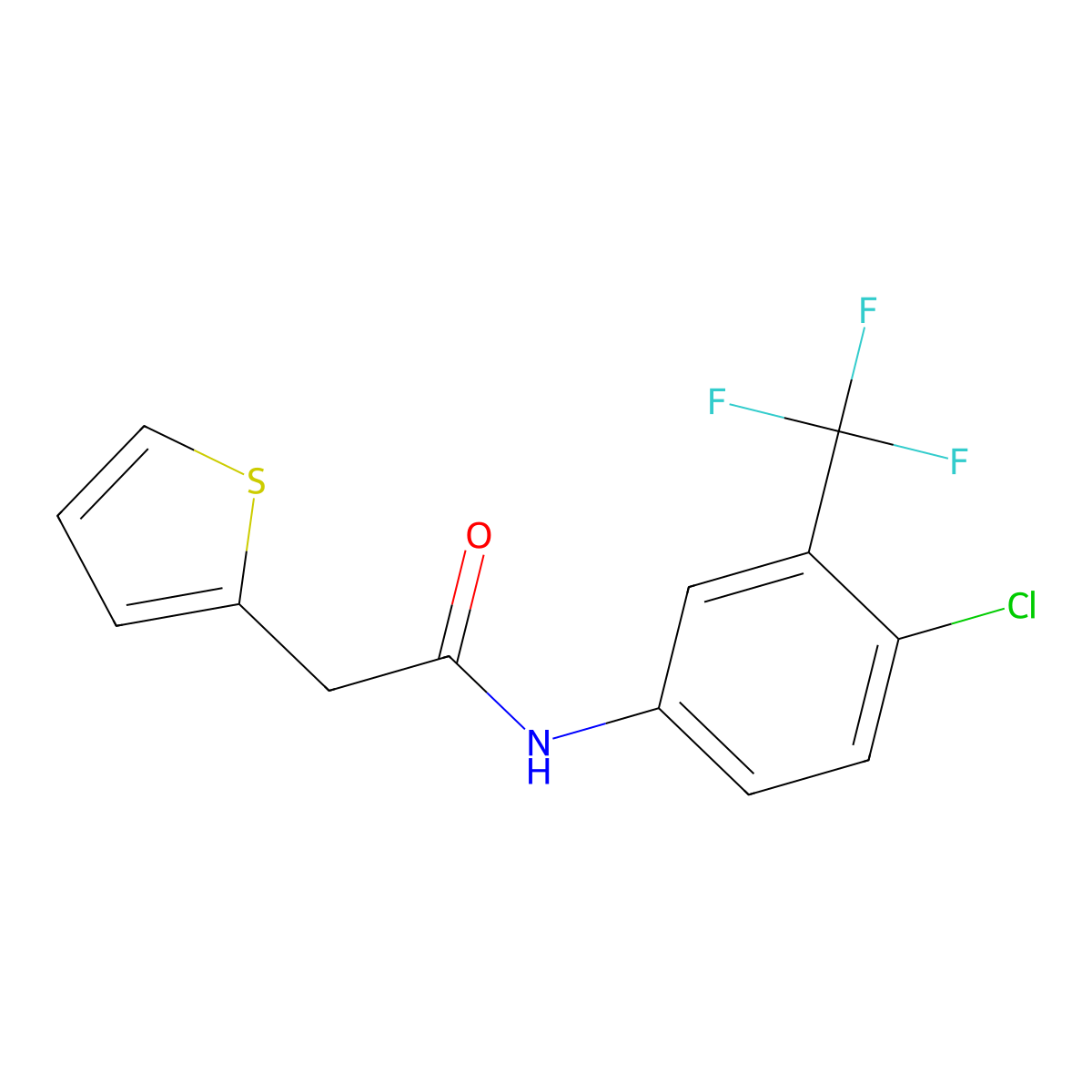 N-[4-chloro-3-(trifluoromethyl)phenyl]-2-thiophen-2-ylacetamide molecular structure, CAS 434309-14-5
