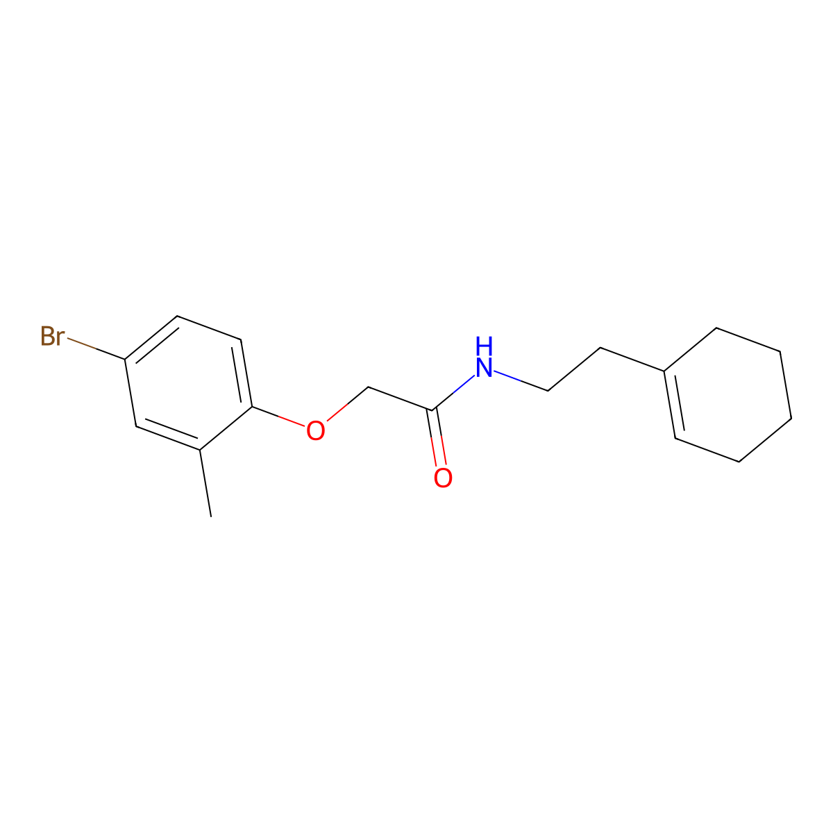 2-(4-bromo-2-methylphenoxy)-N-[2-(cyclohexen-1-yl)ethyl]acetamide molecular structure, CAS 434309-18-9