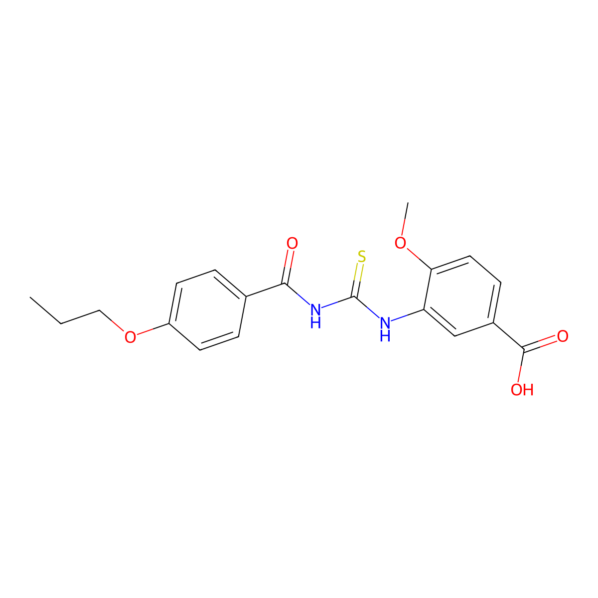 4-Methoxy-3-({[(4-propoxyphenyl)carbonyl]carbamothioyl}amino)benzoic acid molecular structure, CAS 434309-27-0