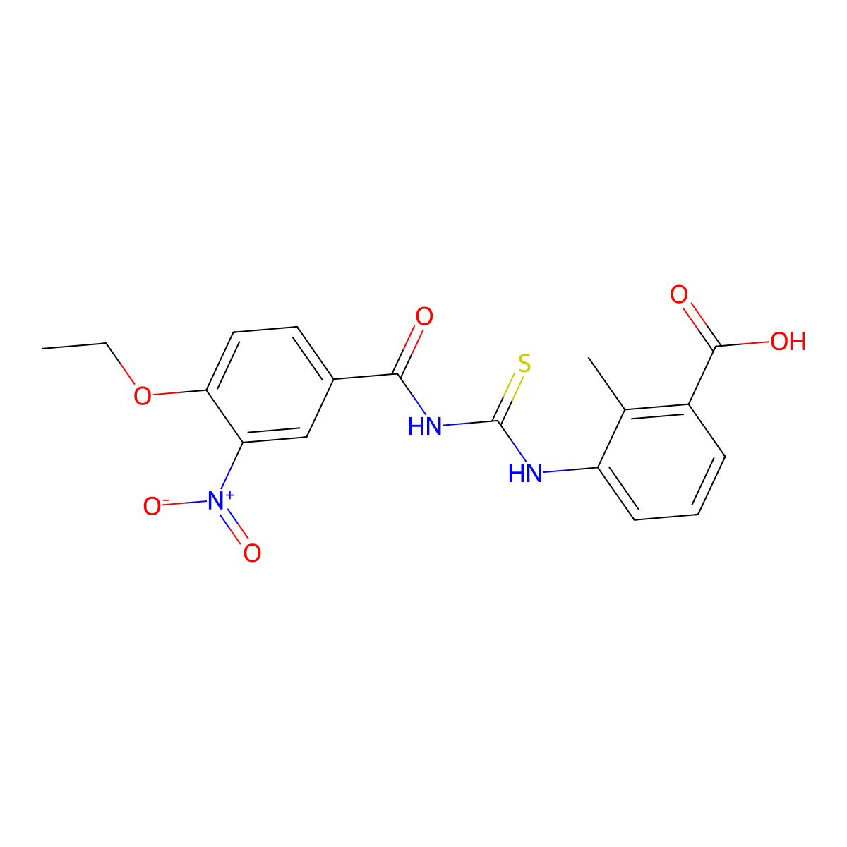 3-({[(4-Ethoxy-3-nitrophenyl)carbonyl]carbamothioyl}amino)-2-methylbenzoic acid molecular structure, CAS 434309-55-4