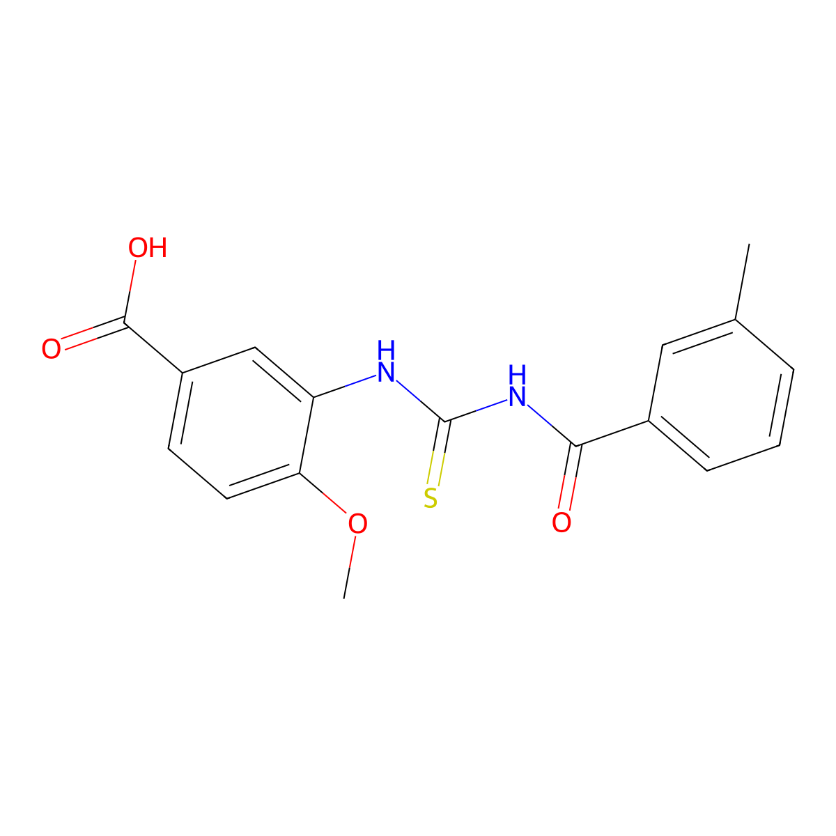 4-Methoxy-3-({[(3-methylphenyl)carbonyl]carbamothioyl}amino)benzoic acid molecular structure, CAS 434309-80-5