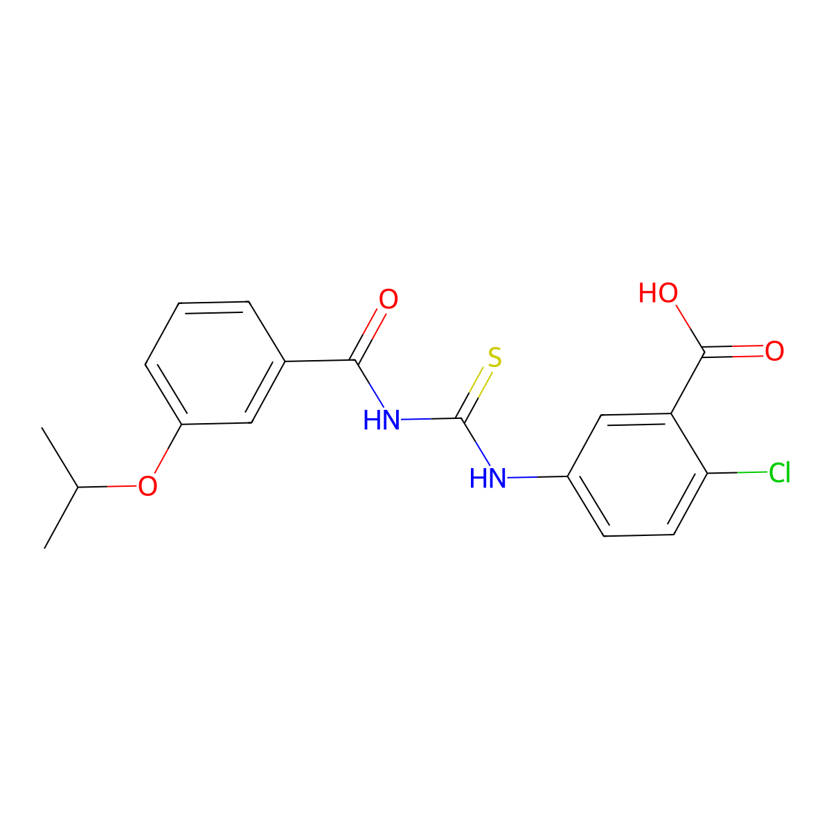 2-Chloro-5-({[(3-isopropoxybenzoyl)amino]carbonothioyl}amino)benzoic acid molecular structure, CAS 434309-87-2