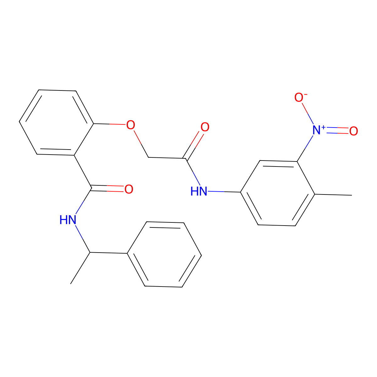 2-[2-(4-methyl-3-nitroanilino)-2-oxoethoxy]-N-(1-phenylethyl)benzamide molecular structure, CAS 434309-91-8