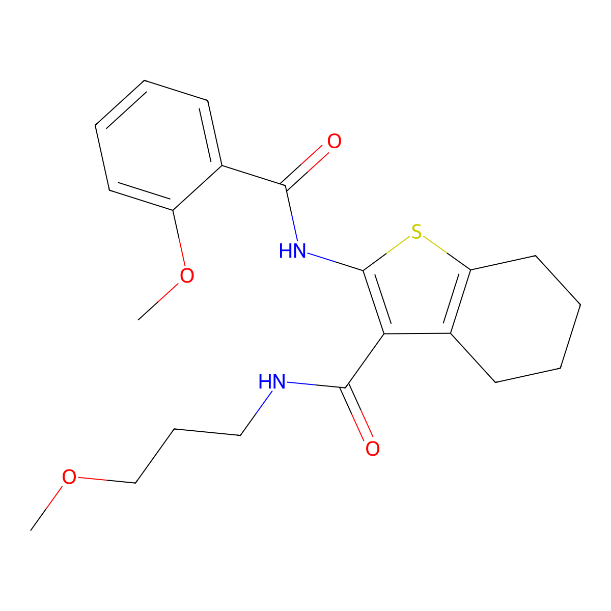 2-{[(2-methoxyphenyl)carbonyl]amino}-N-(3-methoxypropyl)-4,5,6,7-tetrahydro-1-benzothiophene-3-carboxamide molecular structure, CAS 434310-00-6