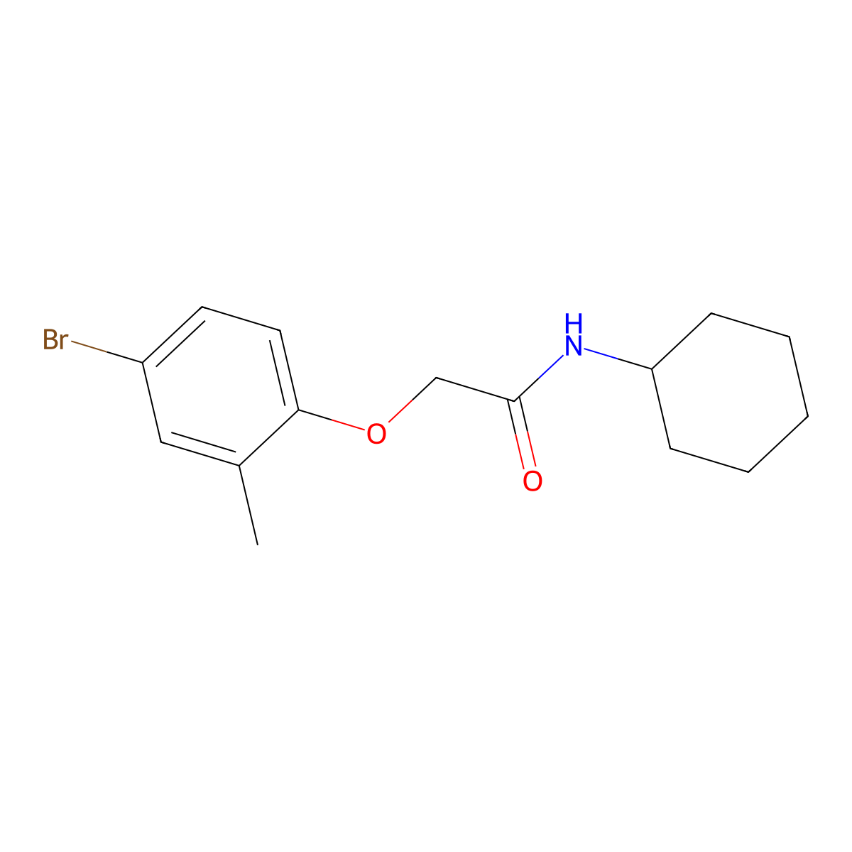 2-(4-bromo-2-methylphenoxy)-N-cyclohexylacetamide molecular structure, CAS 434310-15-3
