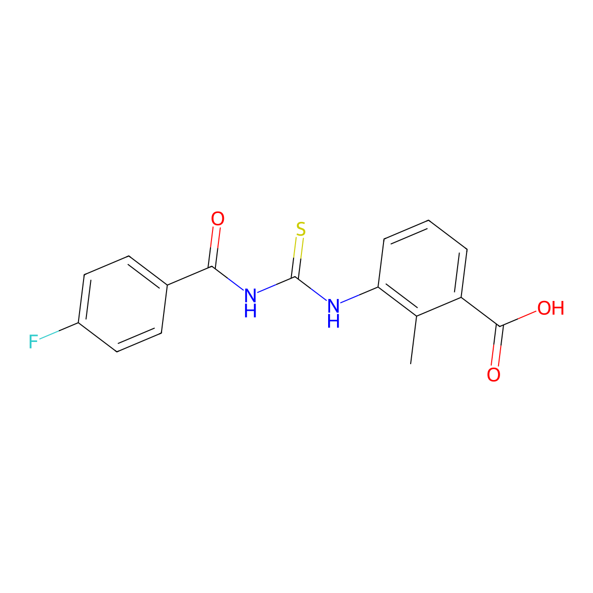 3-(3-(4-Fluorobenzoyl)thioureido)-2-methylbenzoic acid molecular structure, CAS 434310-56-2