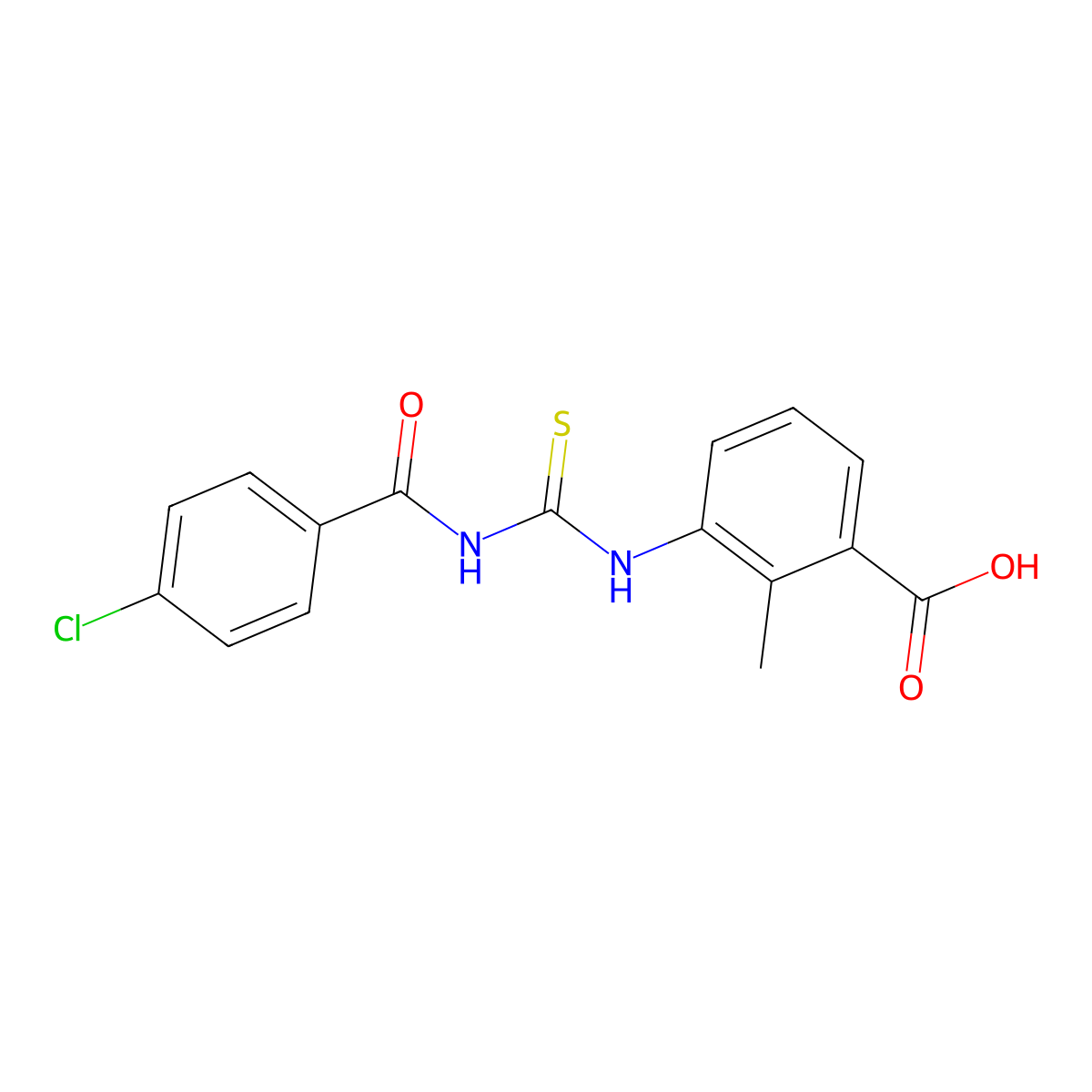 3-({[(4-Chlorophenyl)carbonyl]carbamothioyl}amino)-2-methylbenzoic acid molecular structure, CAS 434310-59-5