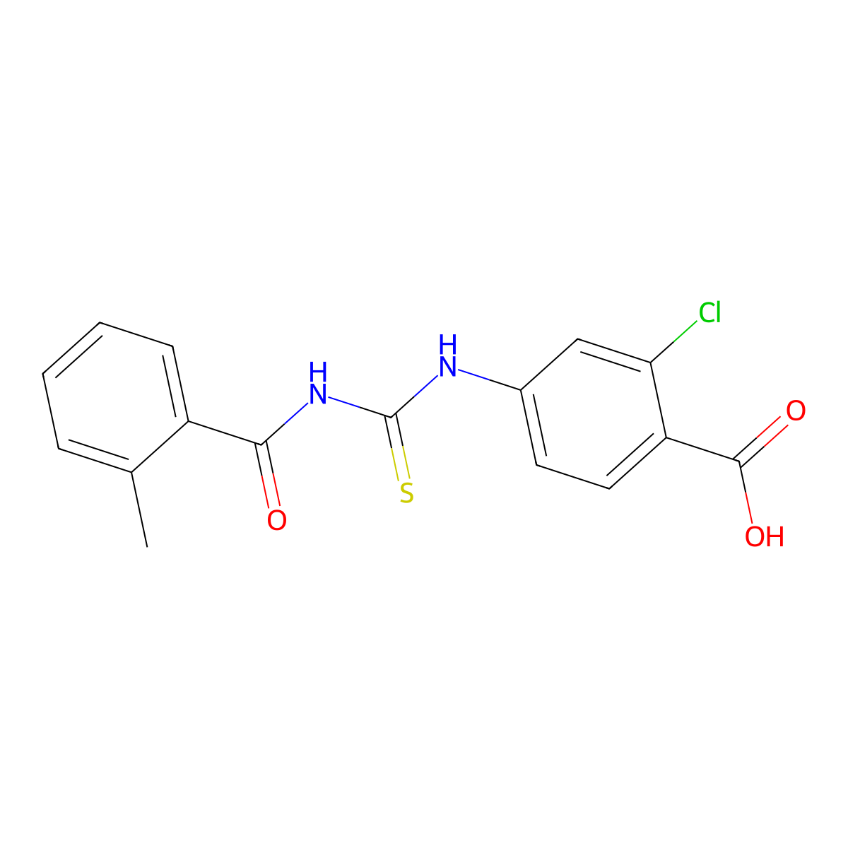 2-Chloro-4-({[(2-methylphenyl)carbonyl]carbamothioyl}amino)benzoic acid molecular structure, CAS 434310-61-9