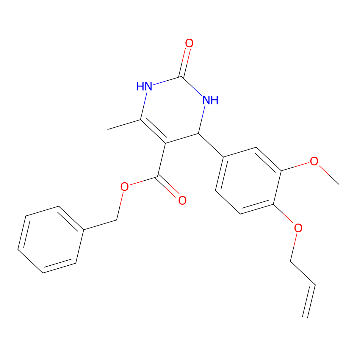 Benzyl 4-[3-methoxy-4-(prop-2-en-1-yloxy)phenyl]-6-methyl-2-oxo-1,2,3,4-tetrahydropyrimidine-5-carboxylate molecular structure, CAS 434310-76-6