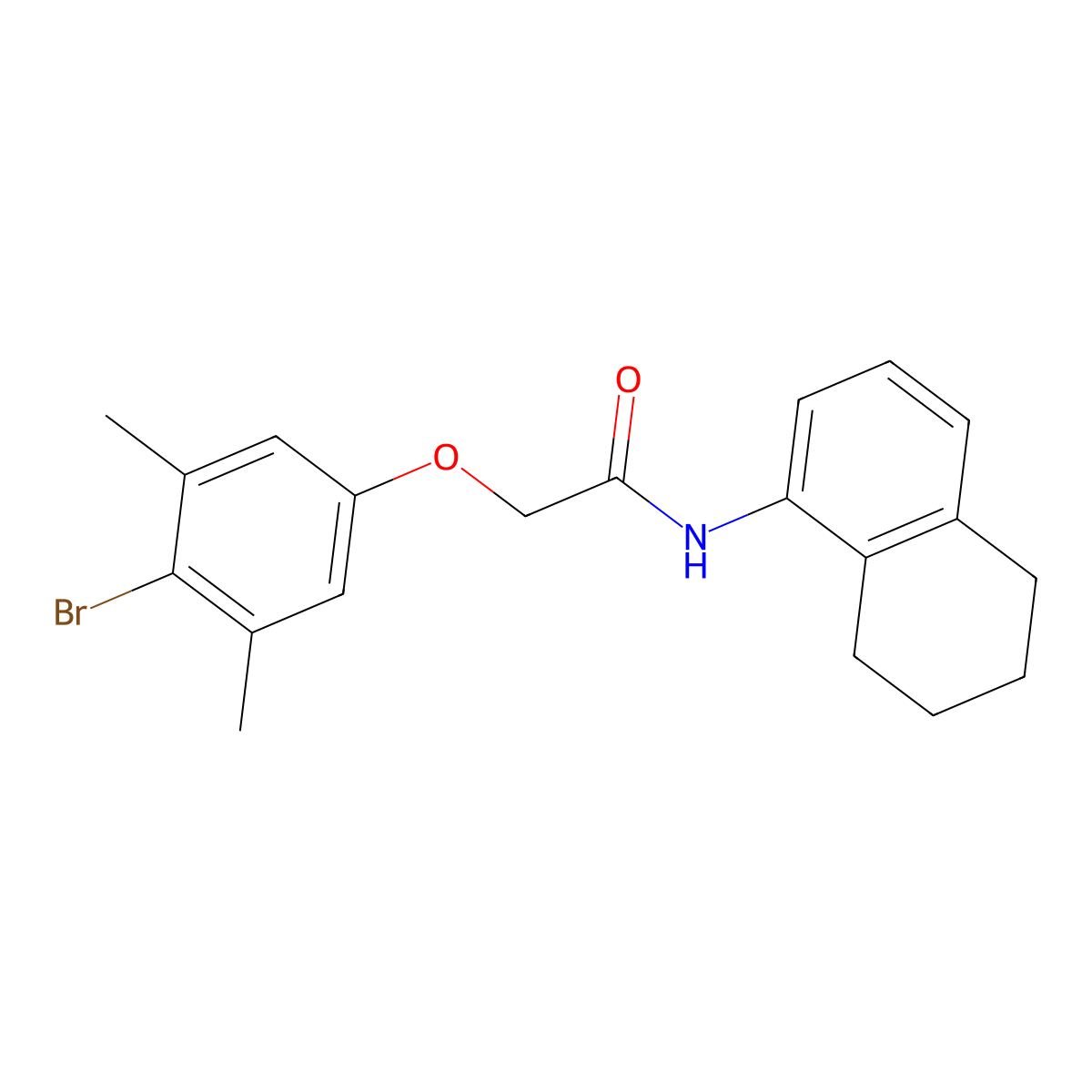 2-(4-bromo-3,5-dimethylphenoxy)-N-(5,6,7,8-tetrahydronaphthalen-1-yl)acetamide molecular structure, CAS 434310-82-4