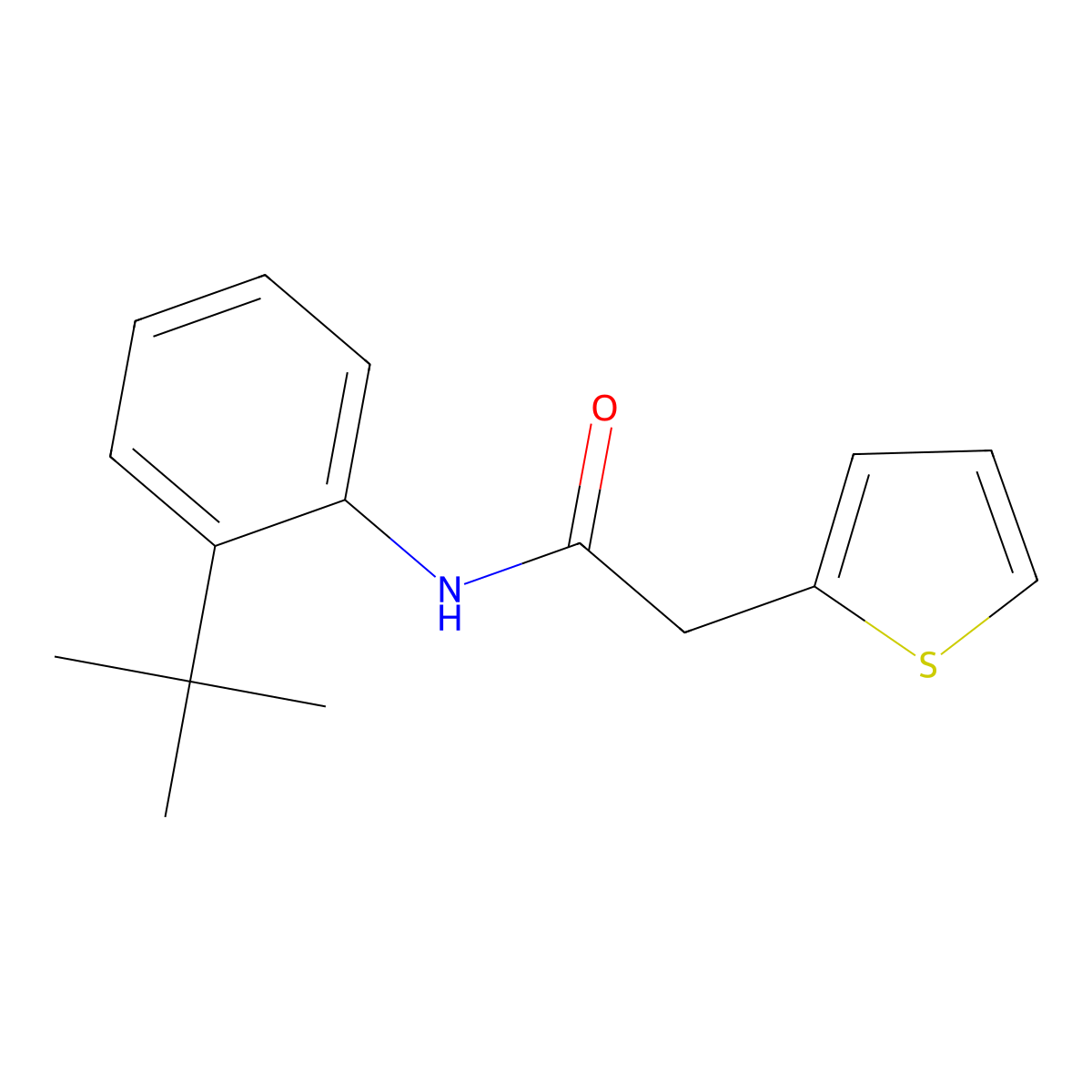 N-(2-tert-butylphenyl)-2-(thiophen-2-yl)acetamide molecular structure, CAS 434311-07-6