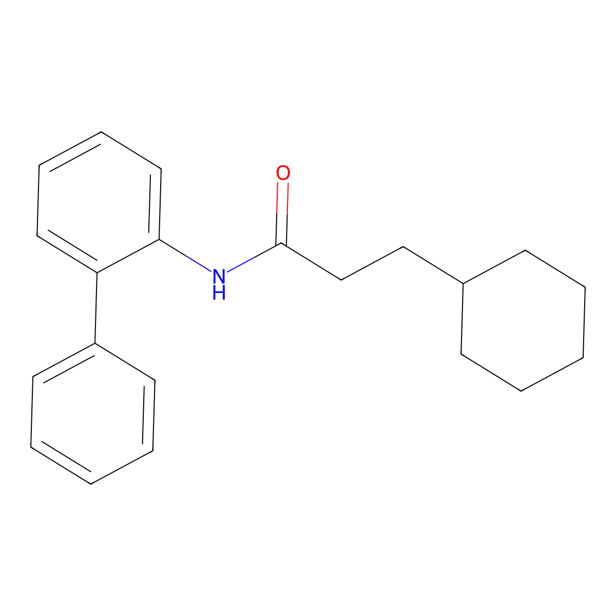 N-(biphenyl-2-yl)-3-cyclohexylpropanamide molecular structure, CAS 434311-22-5
