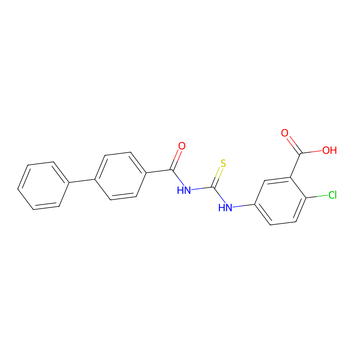 5-{[(Biphenyl-4-ylcarbonyl)carbamothioyl]amino}-2-chlorobenzoic acid molecular structure, CAS 434311-26-9