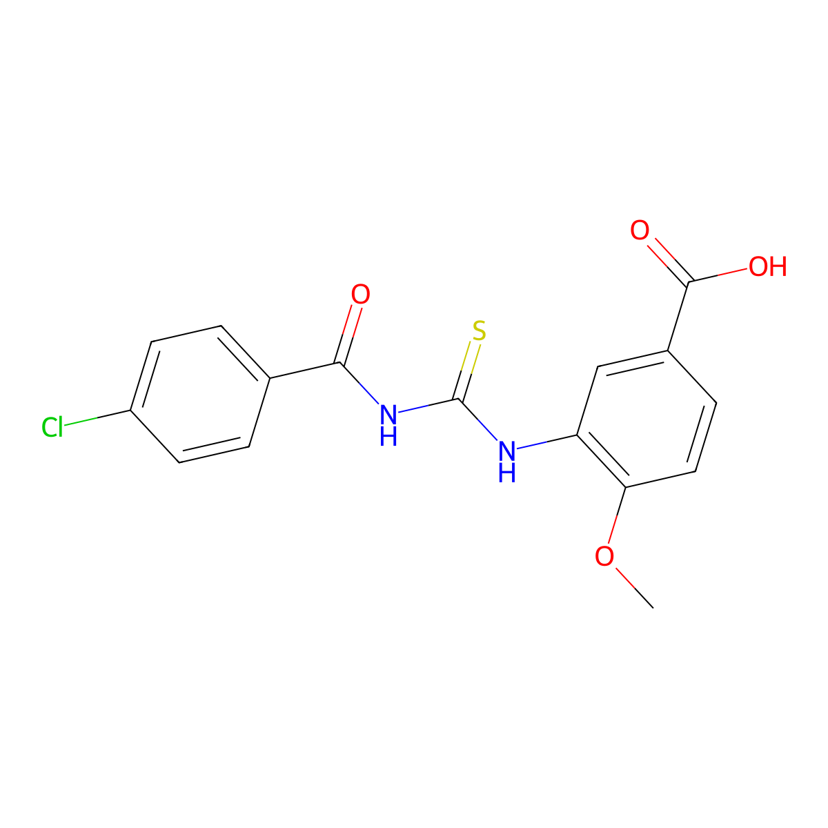 3-({[(4-Chlorophenyl)carbonyl]carbamothioyl}amino)-4-methoxybenzoic acid molecular structure, CAS 434311-41-8