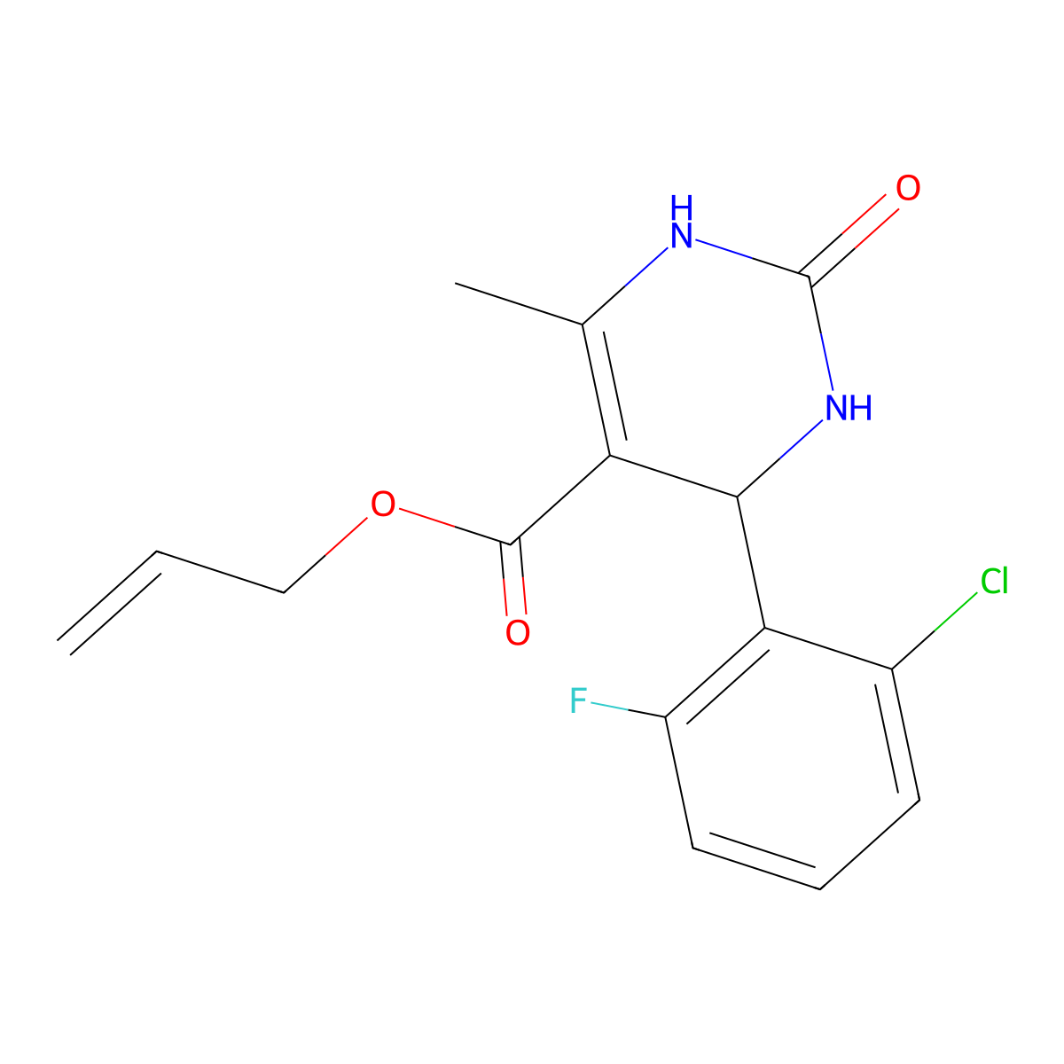 Prop-2-en-1-yl 4-(2-chloro-6-fluorophenyl)-6-methyl-2-oxo-1,2,3,4-tetrahydropyrimidine-5-carboxylate molecular structure, CAS 434311-47-4