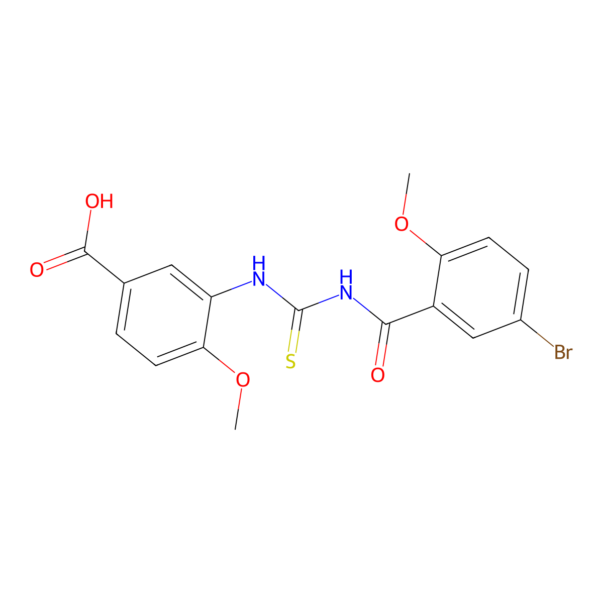 3-({[(5-Bromo-2-methoxyphenyl)carbonyl]carbamothioyl}amino)-4-methoxybenzoic acid molecular structure, CAS 434311-73-6