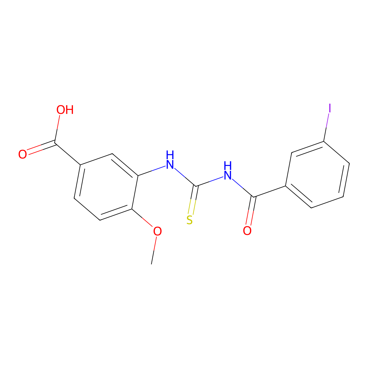 3-({[(3-Iodophenyl)carbonyl]carbamothioyl}amino)-4-methoxybenzoic acid molecular structure, CAS 434311-99-6