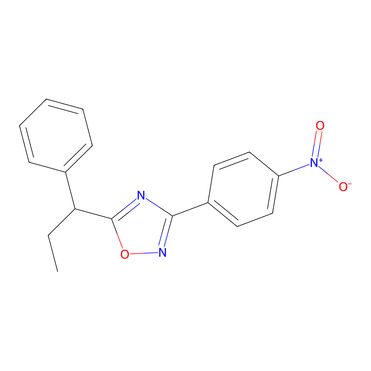 3-(4-Nitrophenyl)-5-(1-phenylpropyl)-1,2,4-oxadiazole molecular structure, CAS 434312-23-9