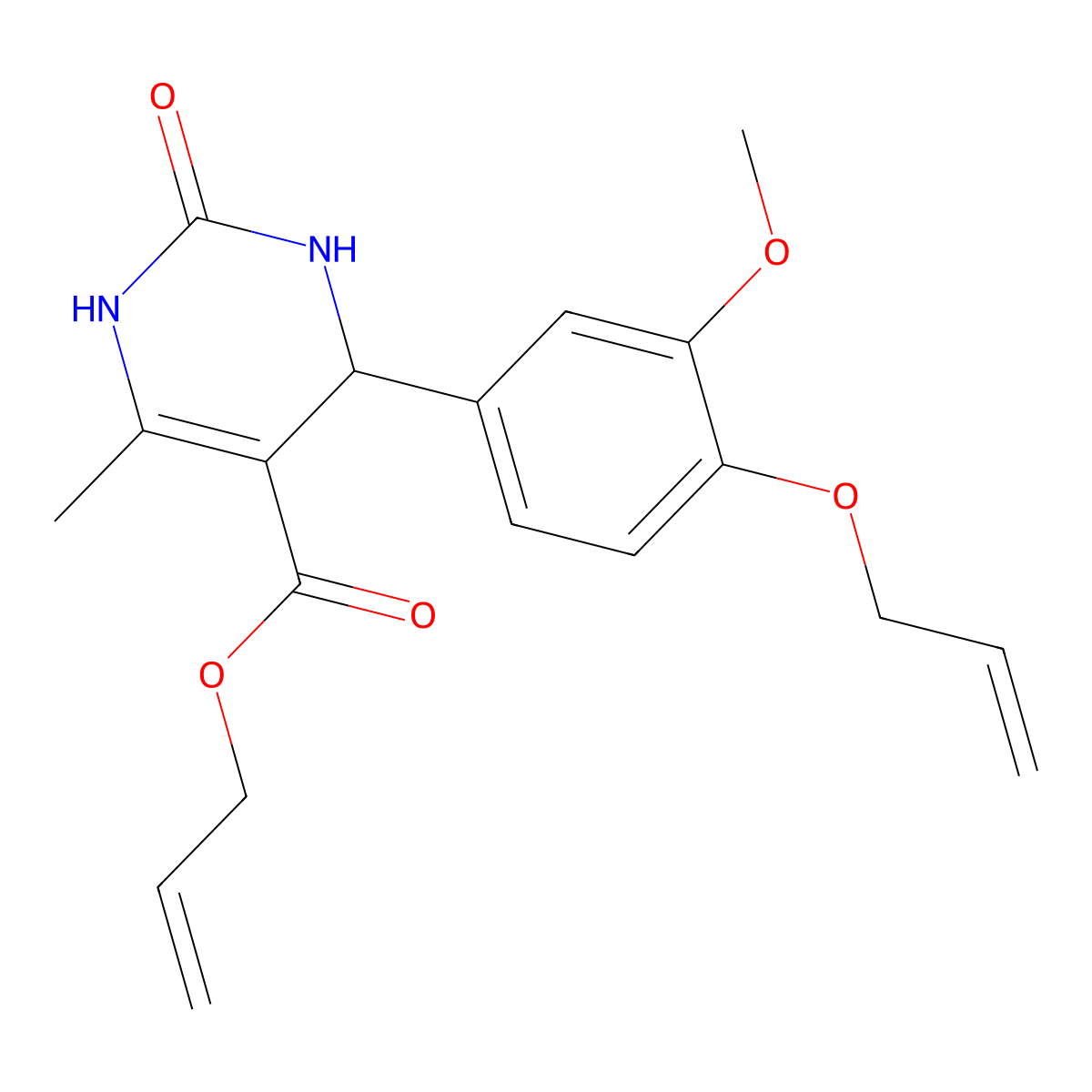 Prop-2-en-1-yl 4-[3-methoxy-4-(prop-2-en-1-yloxy)phenyl]-6-methyl-2-oxo-1,2,3,4-tetrahydropyrimidine-5-carboxylate molecular structure, CAS 434312-45-5