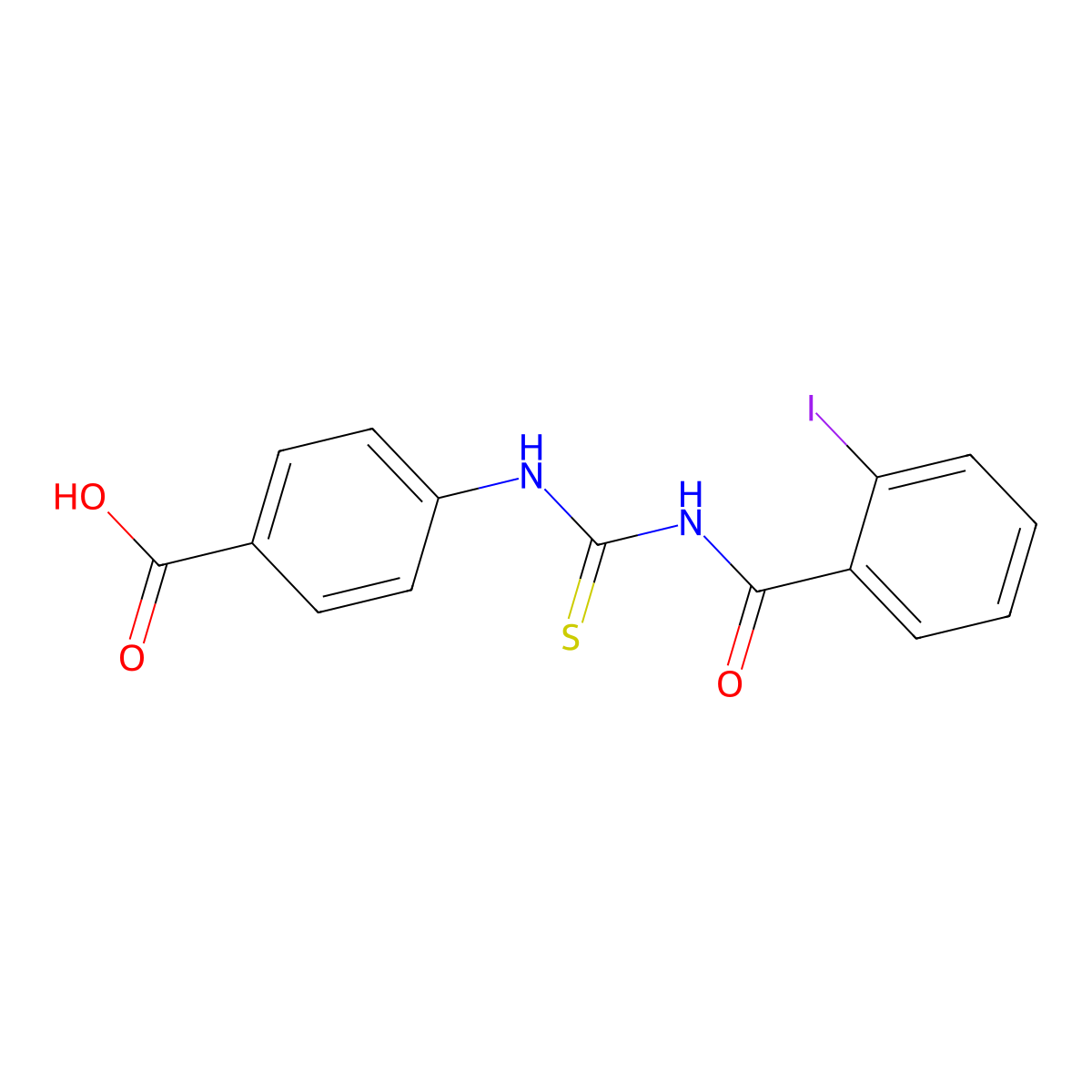 4-({[(2-Iodophenyl)carbonyl]carbamothioyl}amino)benzoic acid molecular structure, CAS 434312-46-6