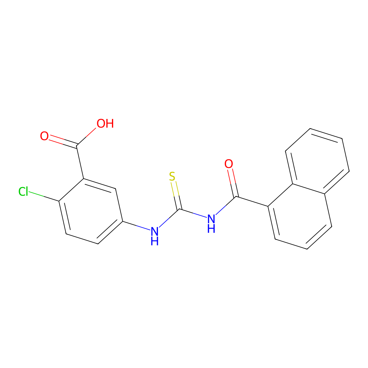 2-Chloro-5-{[(naphthalen-1-ylcarbonyl)carbamothioyl]amino}benzoic acid molecular structure, CAS 434312-66-0