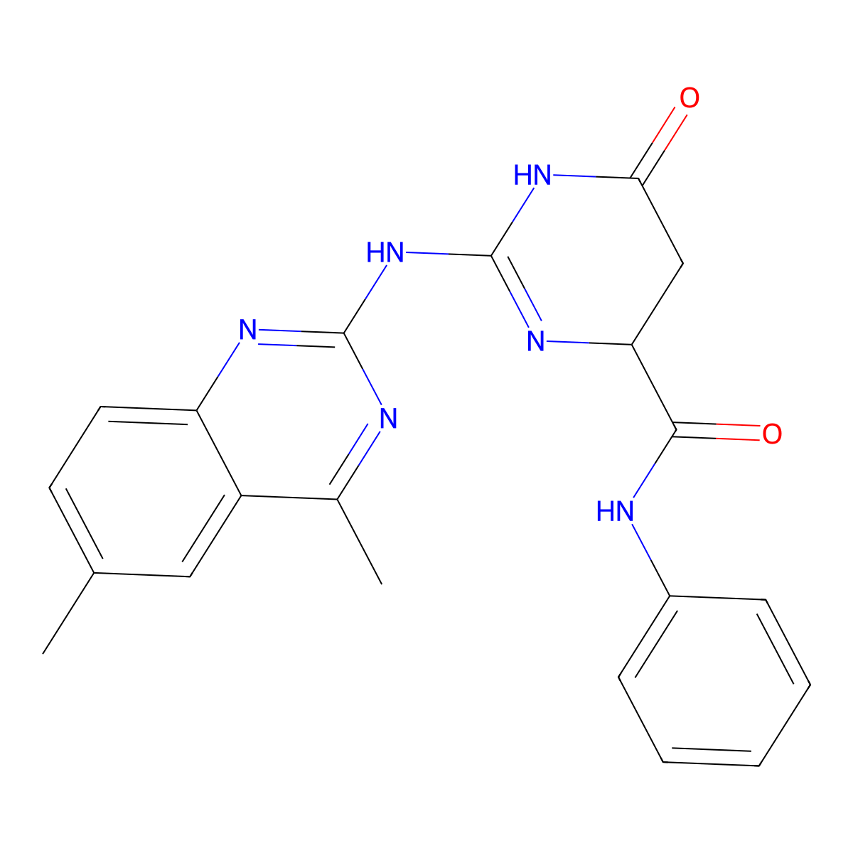 2-[(4,6-dimethylquinazolin-2-yl)amino]-6-oxo-N-phenyl-1,4,5,6-tetrahydropyrimidine-4-carboxamide molecular structure, CAS 434313-01-6