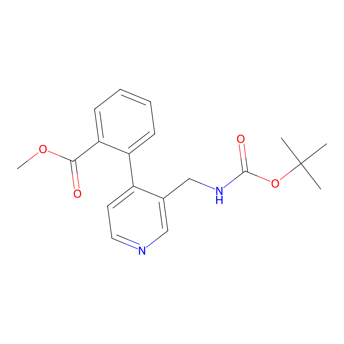 Methyl 2-[3-(tert-butoxycarbonylaminomethyl)-pyridin-4-yl]benzoate molecular structure, CAS 434319-46-7