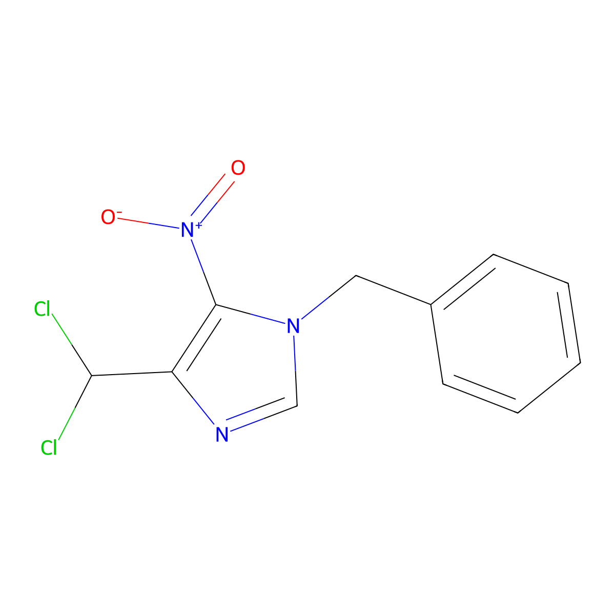 1-Benzyl-4-(dichloromethyl)-5-nitro-1H-imidazole molecular structure, CAS 434326-06-4