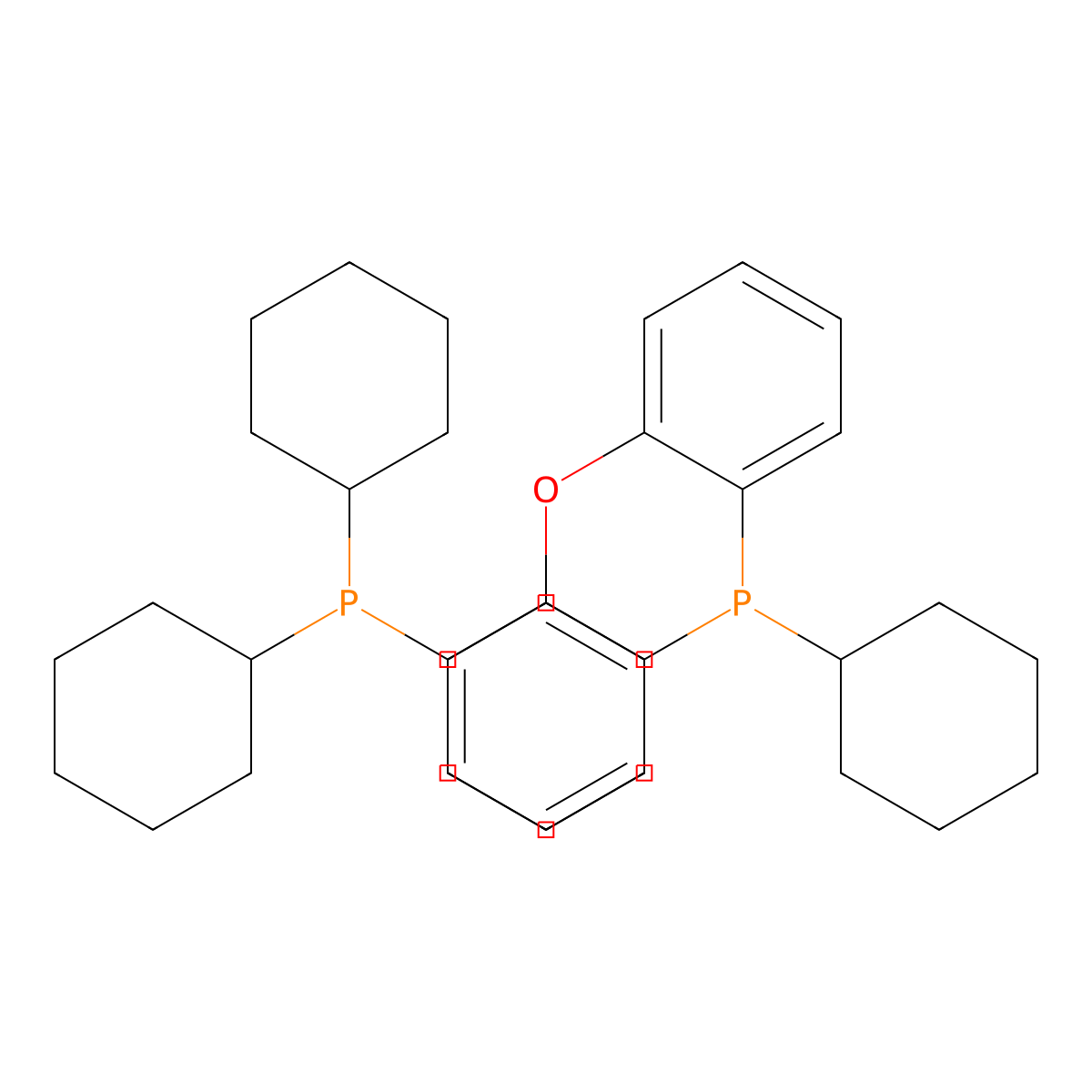 (Oxybis(2,1-phenylene))bis(dicyclohexylphosphine) molecular structure, CAS 434336-16-0
