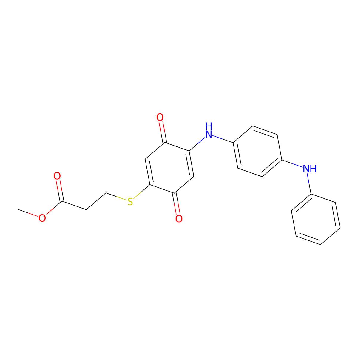 Methyl 3-[(3,6-dioxo-4-{[4-(phenylamino)phenyl]amino}cyclohexa-1,4-dien-1-yl)sulfanyl]propanoate molecular structure, CAS 434343-37-0