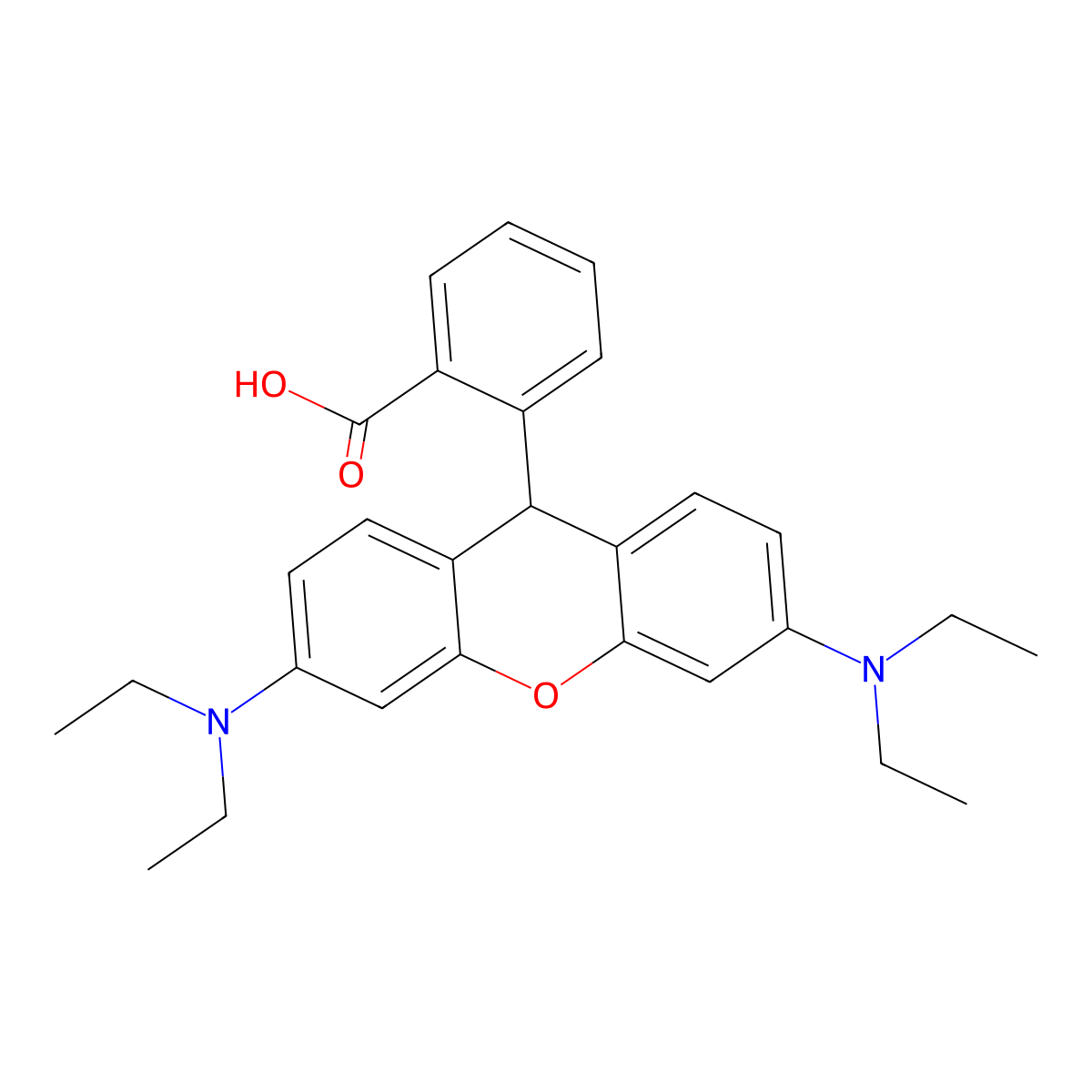 2-[3,6-bis(diethylamino)-9H-xanthen-9-yl]benzoic Acid molecular structure, CAS 4344-42-7