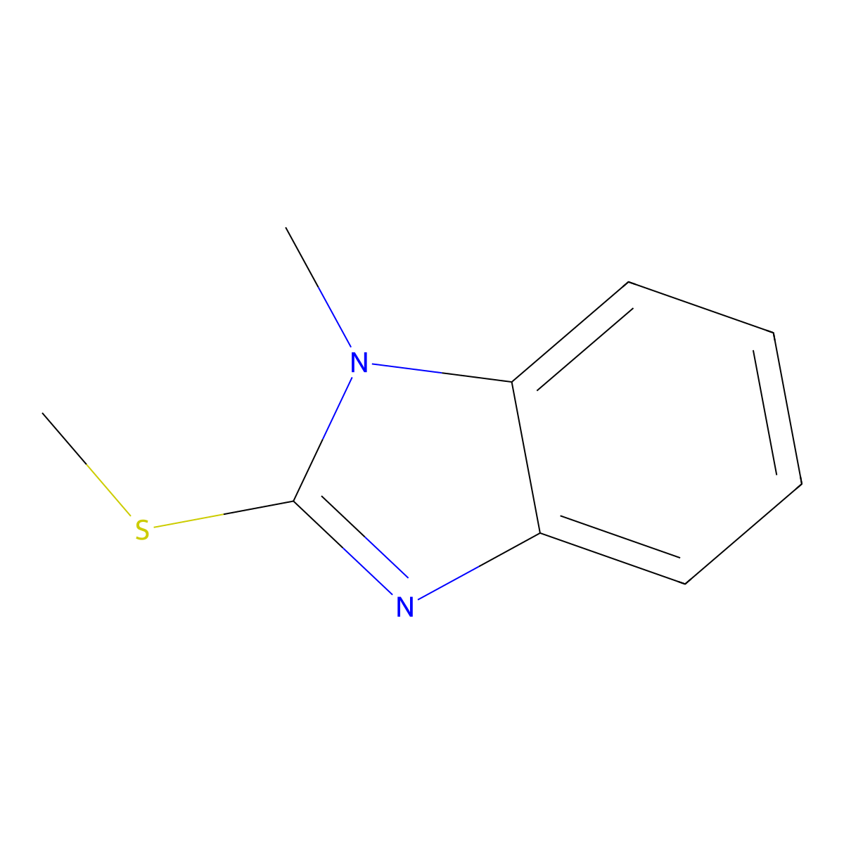 1-methyl-2-(methylsulfanyl)-1H-1,3-benzodiazole molecular structure, CAS 4344-61-0
