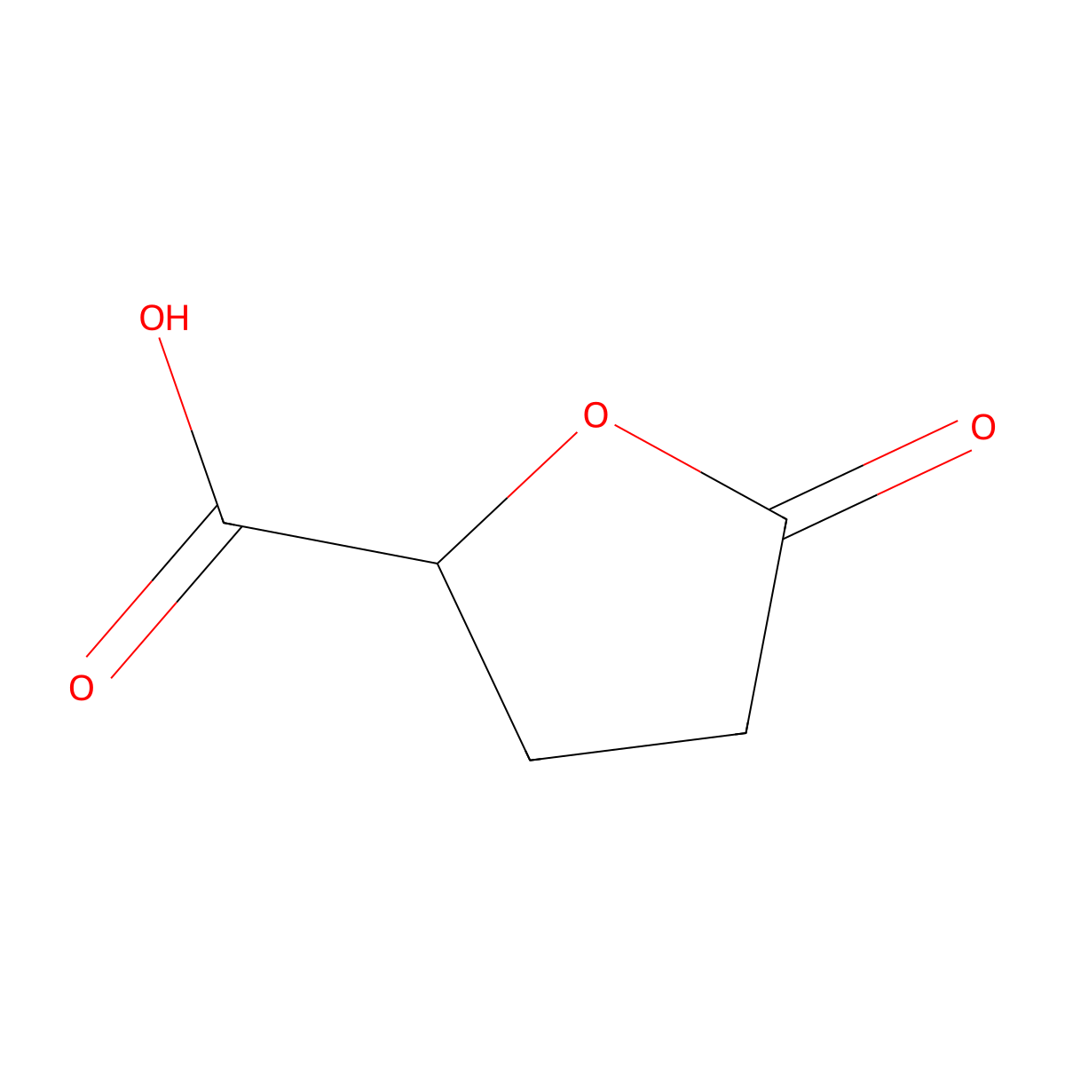 5-Oxo-2-tetrahydrofurancarboxylic acid molecular structure, CAS 4344-84-7