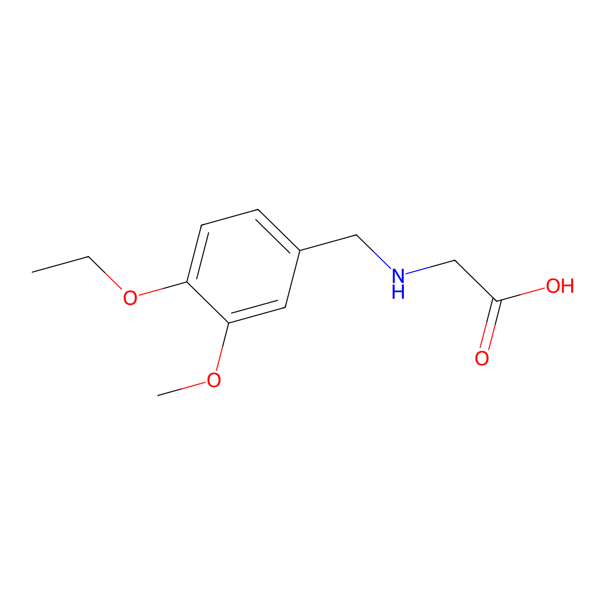 N-(4-ethoxy-3-methoxybenzyl)glycine molecular structure, CAS 4344-86-9