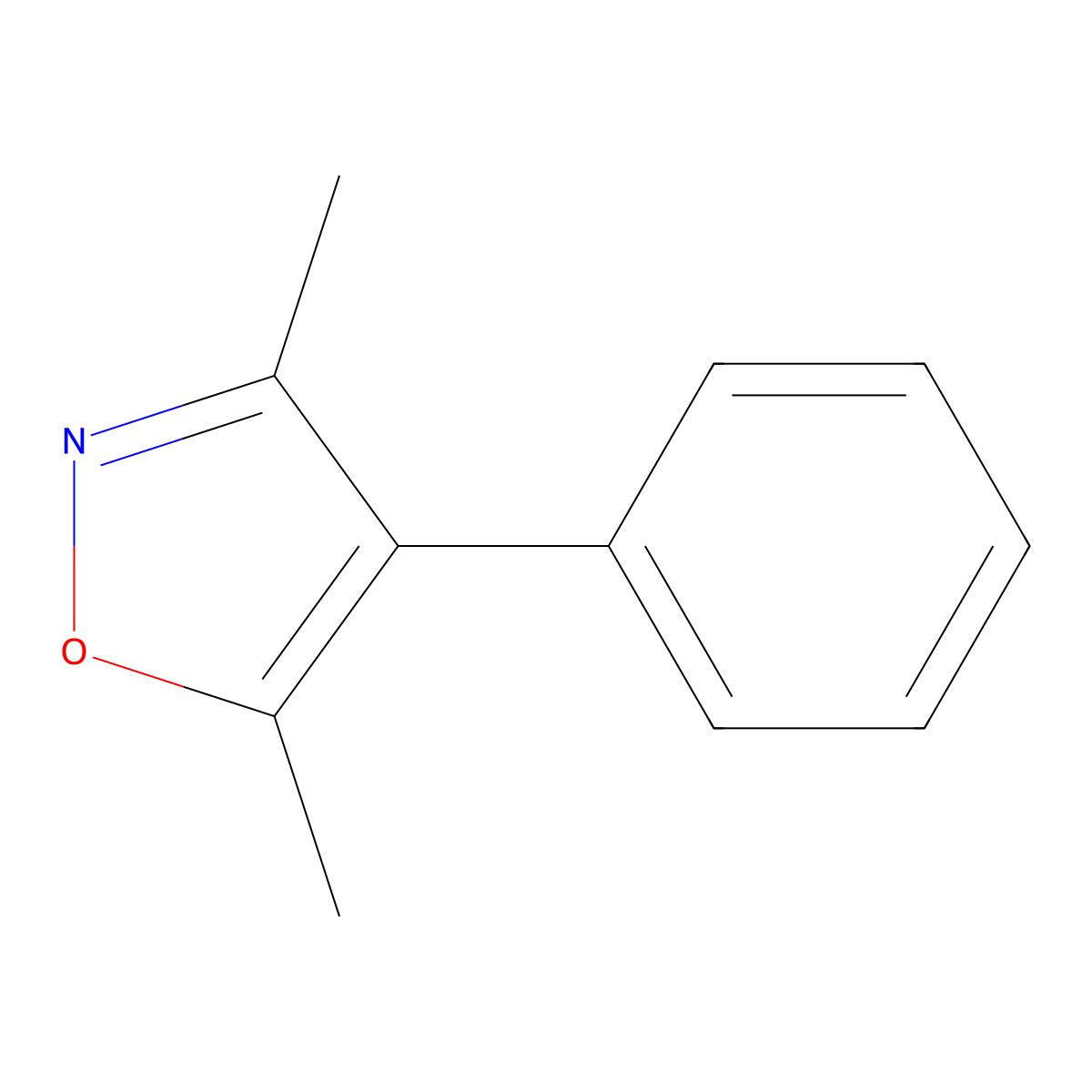 3,5-Dimethyl-4-phenylisoxazole molecular structure, CAS 4345-46-4