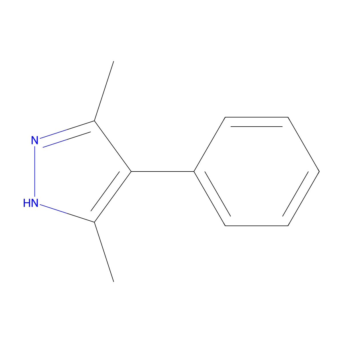 3,5-dimethyl-4-phenyl-1H-pyrazole molecular structure, CAS 4345-49-7
