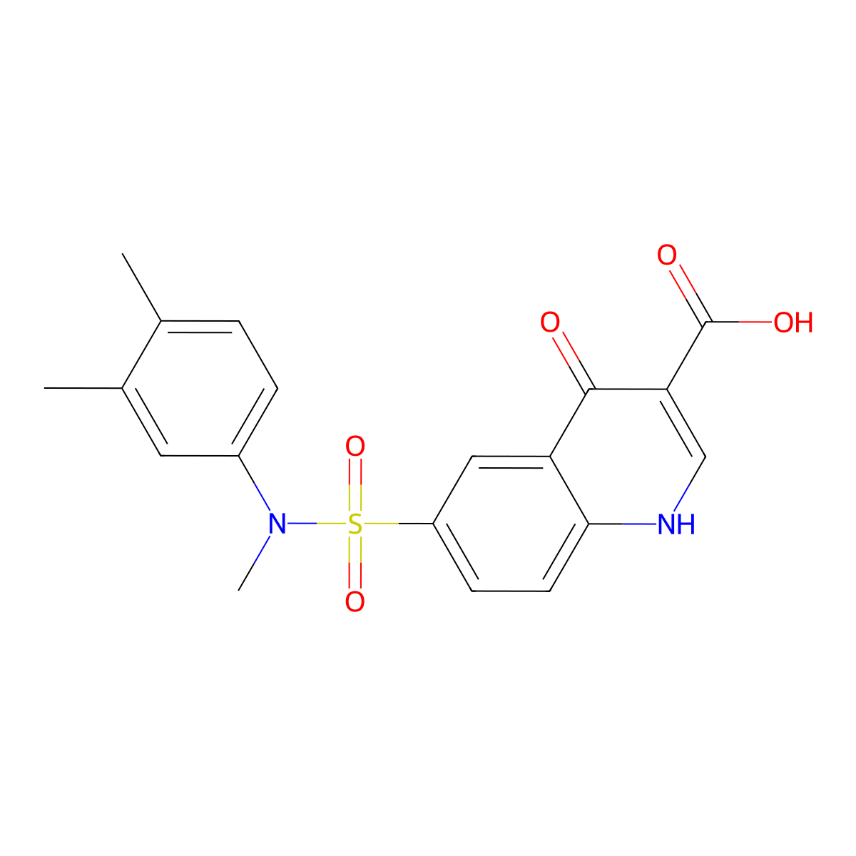 6-{[(3,4-Dimethylphenyl)(methyl)amino]sulfonyl}-4-oxo-1,4-dihydroquinoline-3-carboxylic acid molecular structure, CAS 434907-98-9