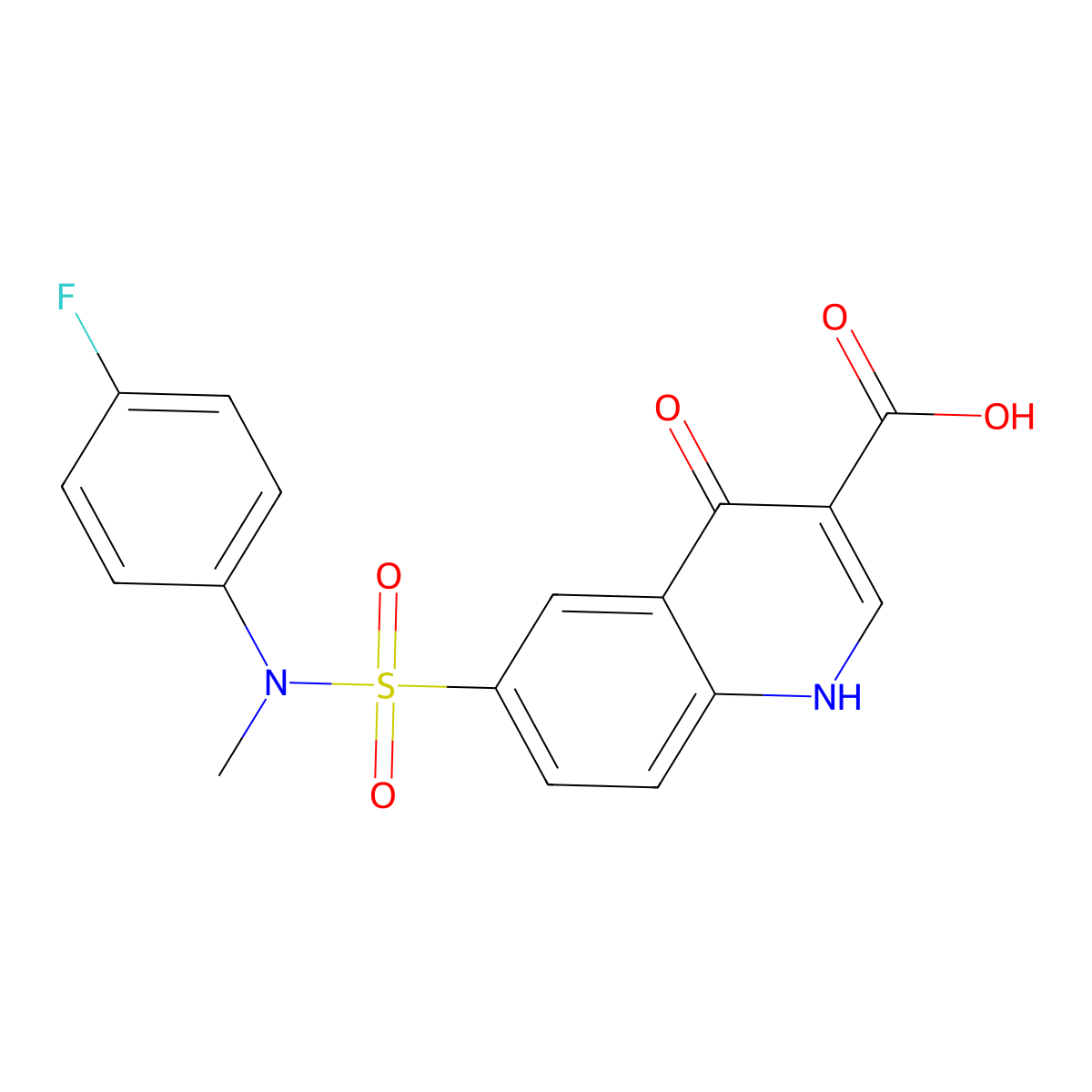 6-{[(4-Fluorophenyl)(methyl)amino]sulfonyl}-4-oxo-1,4-dihydroquinoline-3-carboxylic acid molecular structure, CAS 434907-99-0