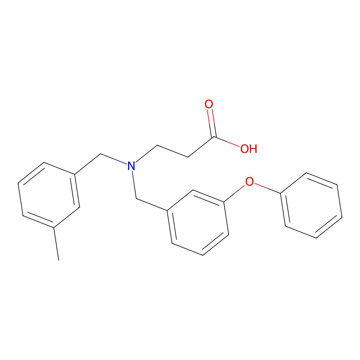 3-[(3-methylphenyl)methyl-[(3-phenoxyphenyl)methyl]amino]propanoic Acid molecular structure, CAS 434910-94-8
