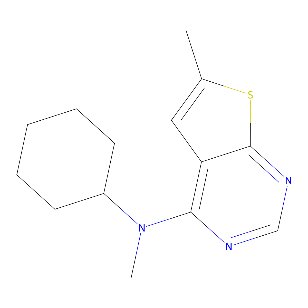 N-cyclohexyl-N,6-dimethylthieno(2,3-d)pyrimidin-4-amine molecular structure, CAS 434915-02-3