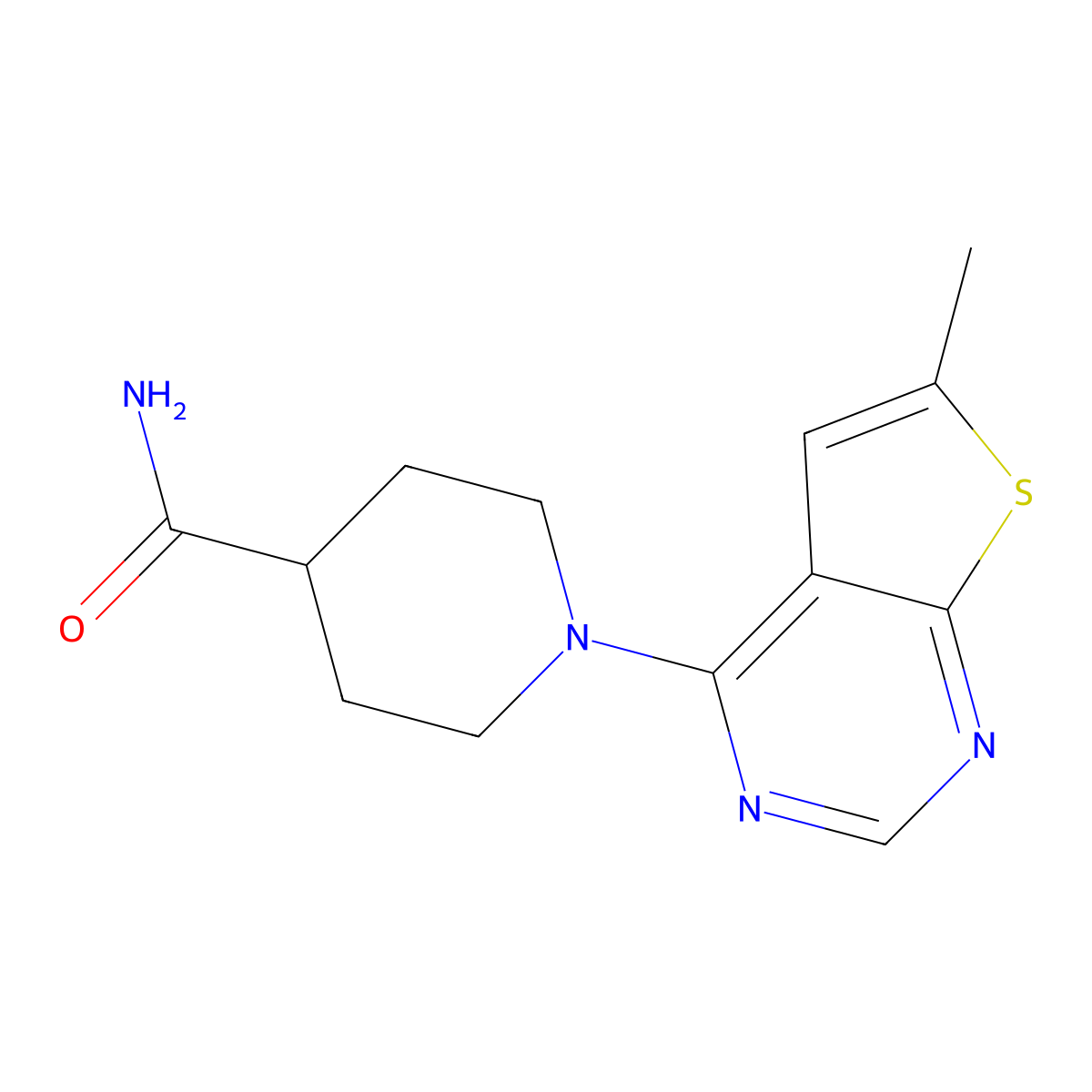1-(6-Methylthieno[2,3-d]pyrimidin-4-yl)piperidine-4-carboxamide molecular structure, CAS 434915-49-8