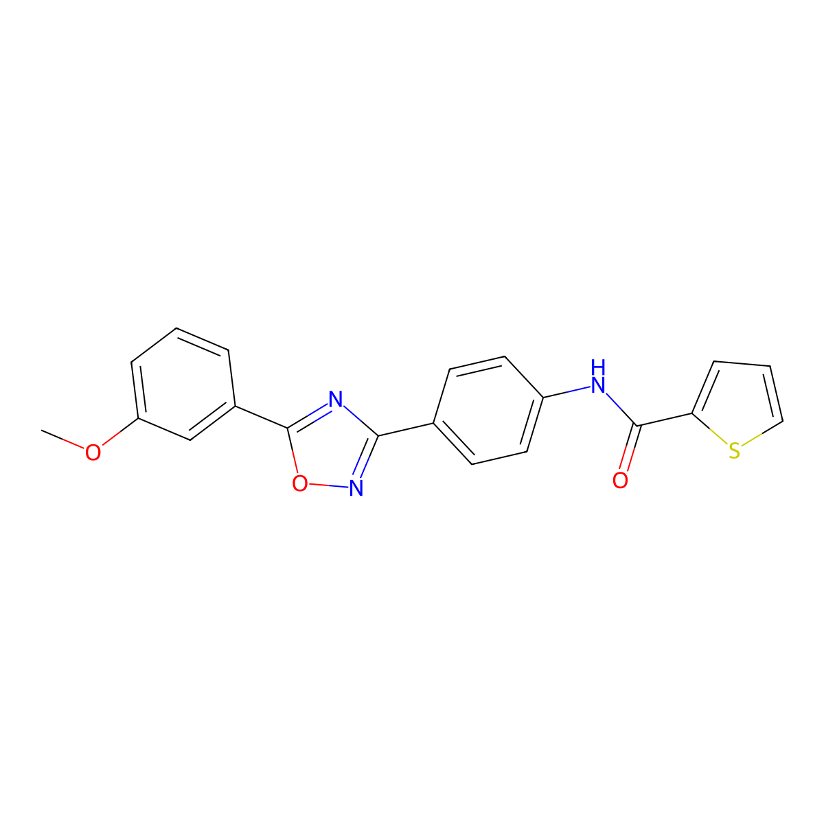 N-[4-[5-(3-methoxyphenyl)-1,2,4-oxadiazol-3-yl]phenyl]thiophene-2-carboxamide molecular structure, CAS 434917-89-2