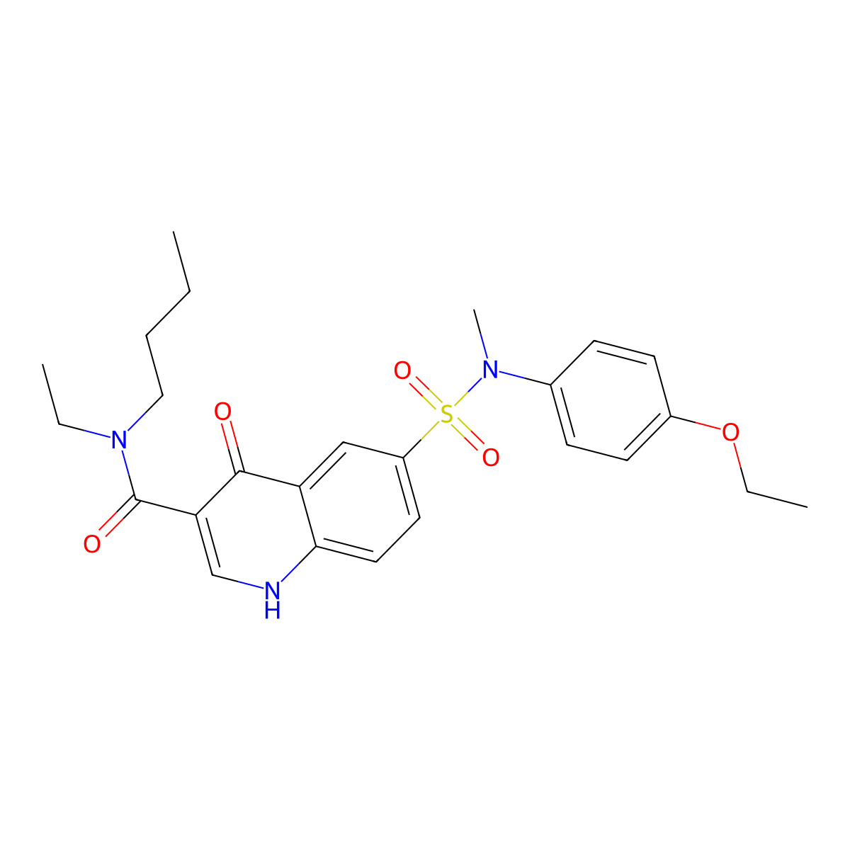 N-butyl-6-(N-(4-ethoxyphenyl)-N-methylsulfamoyl)-N-ethyl-4-oxo-1,4-dihydroquinoline-3-carboxamide molecular structure, CAS 434919-33-2