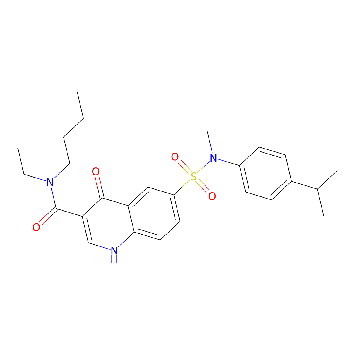 N-butyl-N-ethyl-6-(N-(4-isopropylphenyl)-N-methylsulfamoyl)-4-oxo-1,4-dihydroquinoline-3-carboxamide molecular structure, CAS 434920-34-0