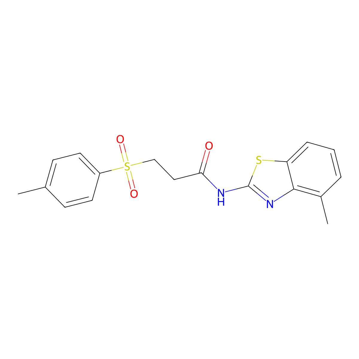 N-(4-methylbenzo[d]thiazol-2-yl)-3-tosylpropanamide molecular structure, CAS 434920-94-2