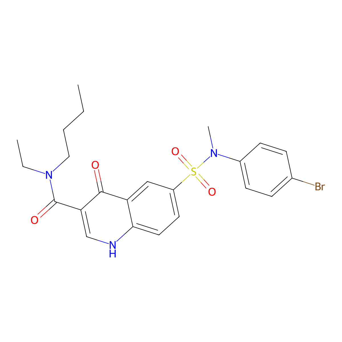 6-(N-(4-bromophenyl)-N-methylsulfamoyl)-N-butyl-N-ethyl-4-oxo-1,4-dihydroquinoline-3-carboxamide molecular structure, CAS 434921-27-4