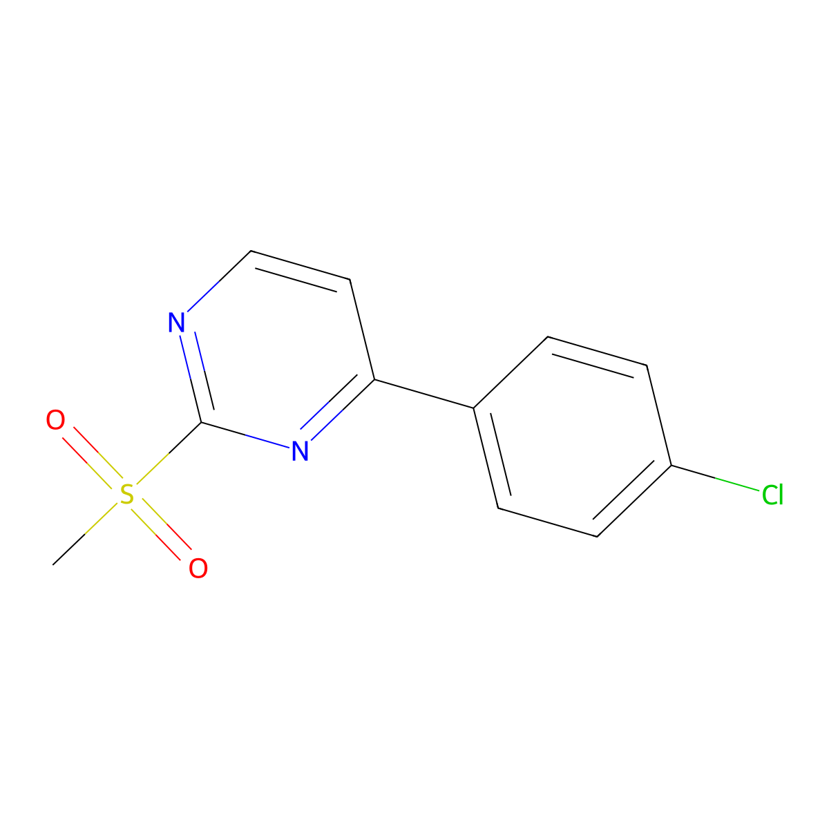 4-(4-Chlorophenyl)-2-(methylsulfonyl)pyrimidine molecular structure, CAS 434941-56-7