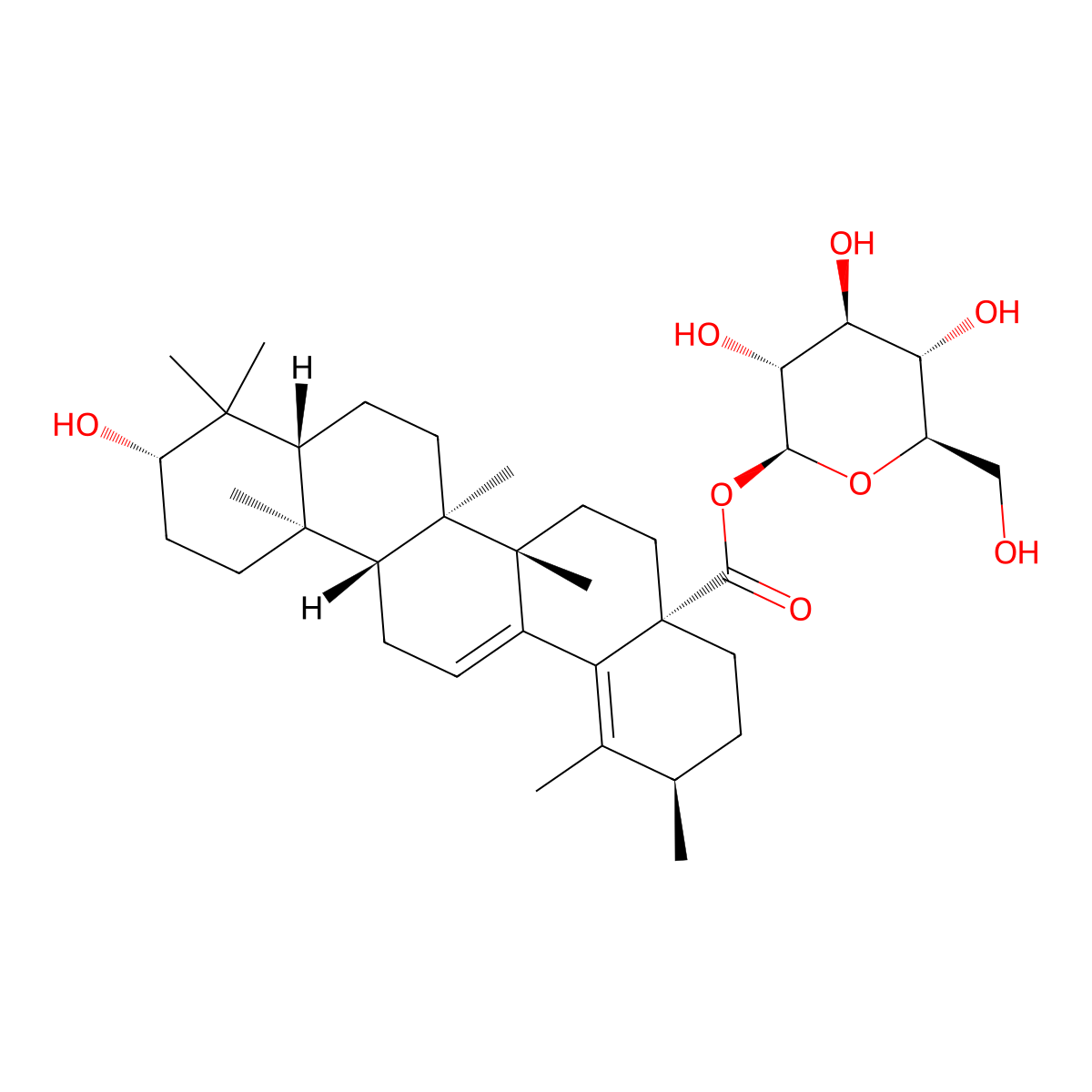 3beta-Hydroxyurs-12,18-dien-28-oic acid beta-D-glucopyranosyl ester molecular structure, CAS 434942-42-4